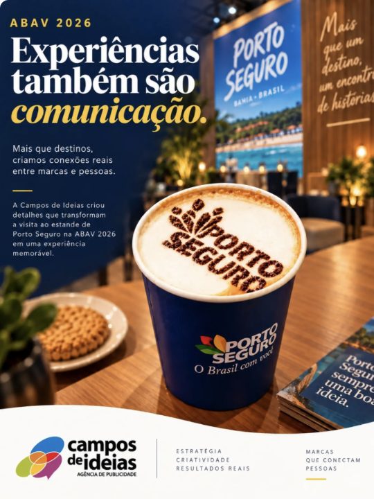 Capa: Experiências também são comunicação, café com a marca Porto Seguro